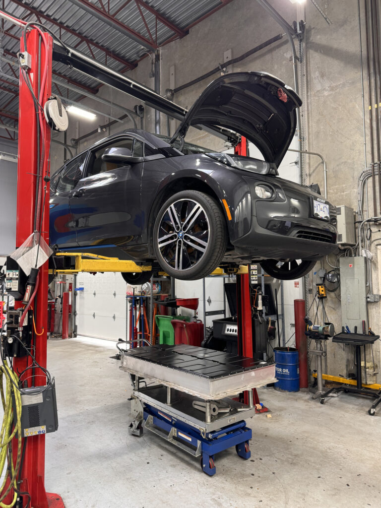 BMW Electric Car in the shop for maintenance at CG Motorsports